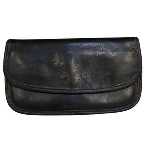 Coach Vintage NYC 80's Black Thick Leather Clutch Wallet Multi compartment 7x4x2